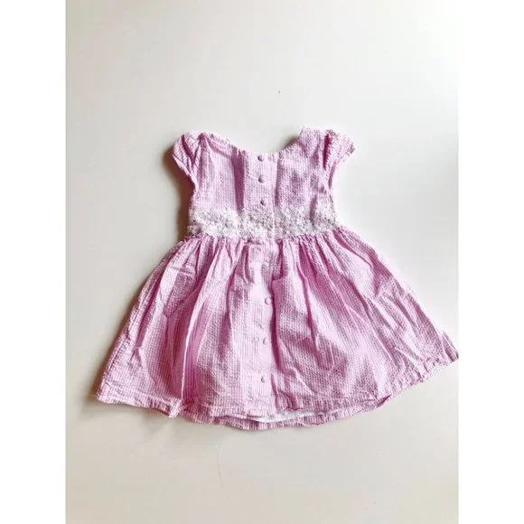 Lot of 2 RALPH LAUREN 24M Baby Dresses - Red Plaid Taffeta & Pink Seersucker - Picture 11 of 16
